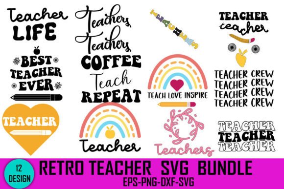 Download Teacher Retro SVG Design Bundle - Teacher retro svg Collection